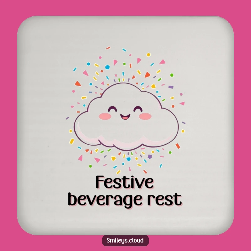 Funny Smiling Cloud Confetti Coaster - Protect Surfaces Funny Gift