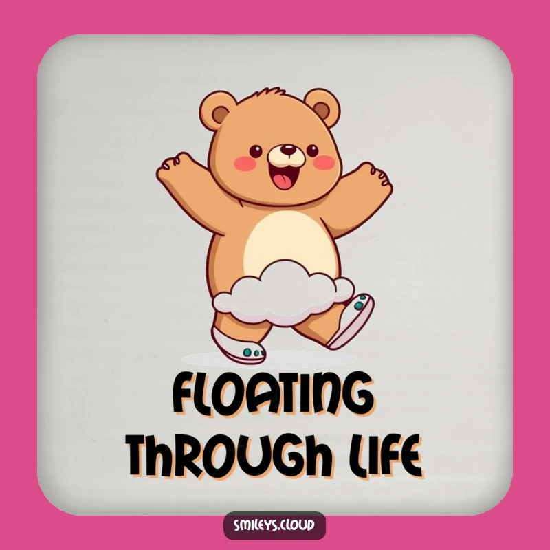 Funny Bear Cloud Shoes Coaster: Protect Surfaces with Joy, Gift Idea