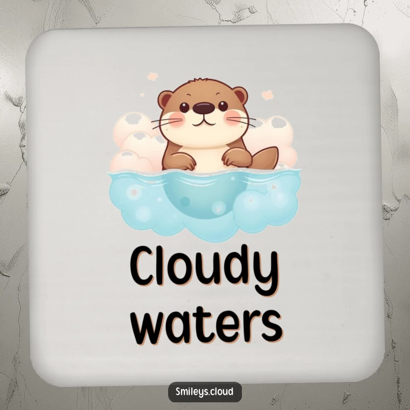 Funny brave otter coasters featuring an otter swimming through clouds, protecting surfaces with a humorous and adventurous design.