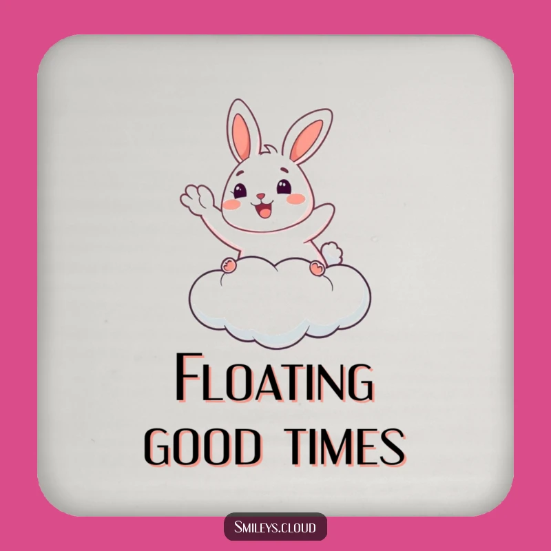 Funny Bunny Coasters (Set of 4): Happy Cloud Waving Protection for Your Drinks!