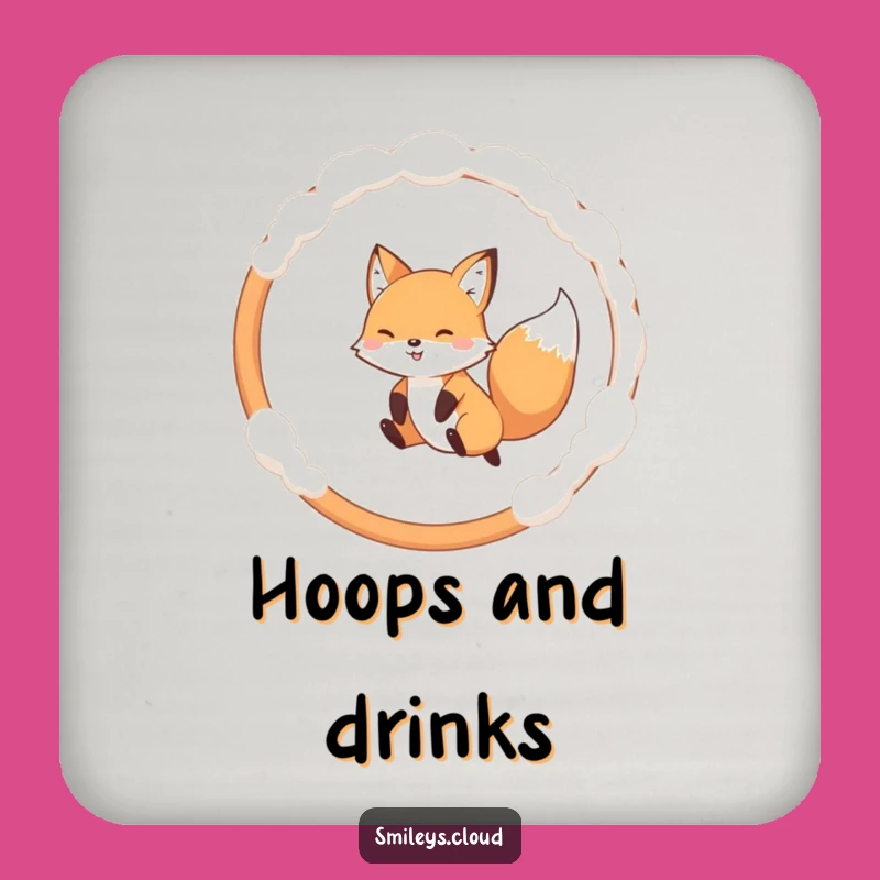 Funny Fox Coaster: Playful Fox Jumps Cloud Hoop, Table Funny Gift