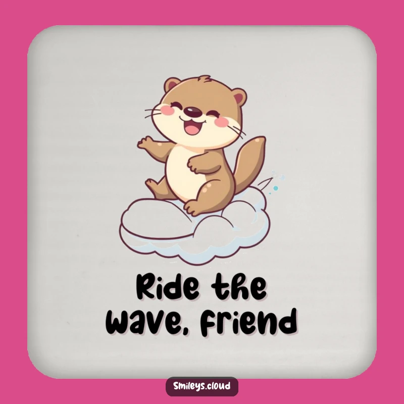 Funny Otter Cloud Surfer Coasters: Protect Surfaces with Fun