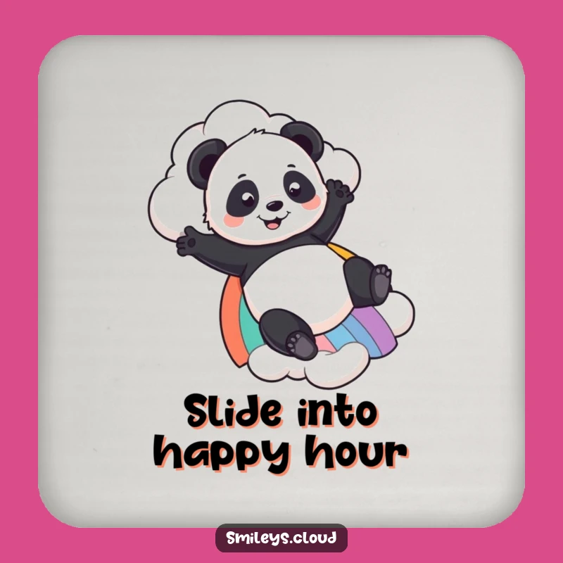 Funny Panda Rainbow Slide Coaster Set - Bear Lover Drink Protector Gift