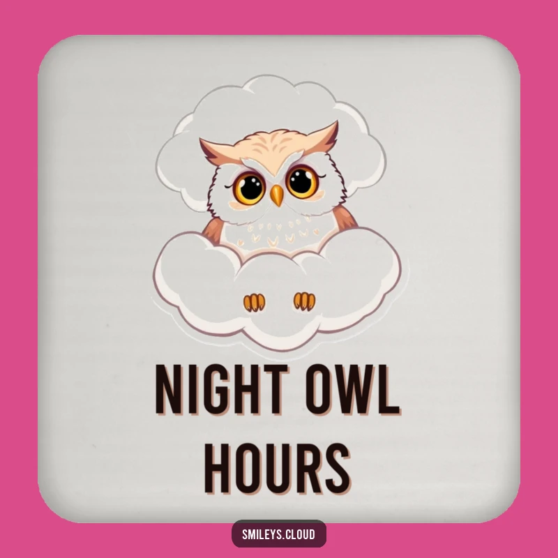 Funny Curious Owl Cloud Coaster - Protect Surfaces with Wise Charm!