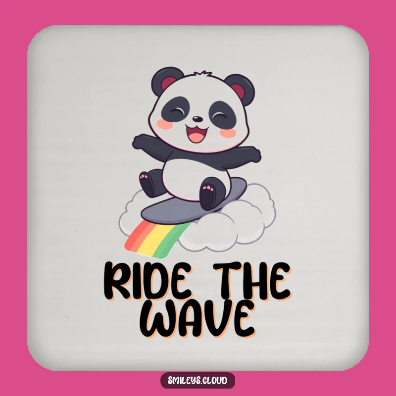 Funny Panda Surfing Rainbow Cloud Coaster - Protect & Delight Gift