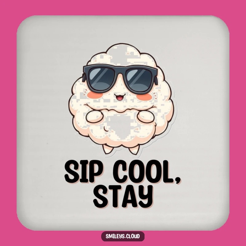 Funny Cool Cloud Coaster Set: Sunglasses Smirk for Stylish Tables
