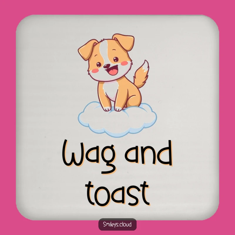 Funny Cheerful Dog Cloud Drink Coaster - Protect Surfaces with Pawsitivity