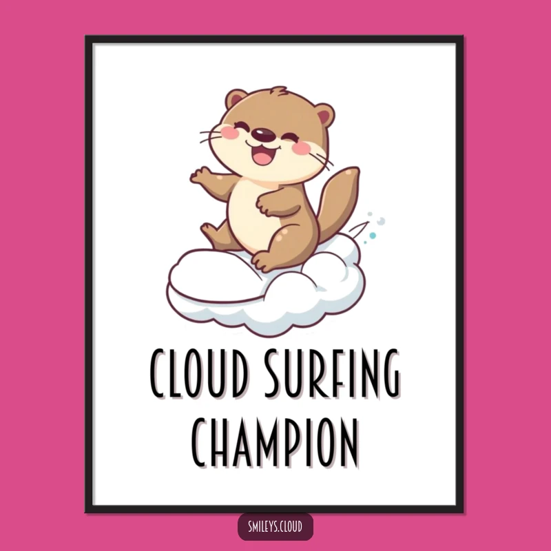 Funny Otter Cloud Surfer Poster: Dynamic Wall Art for Fun Spaces