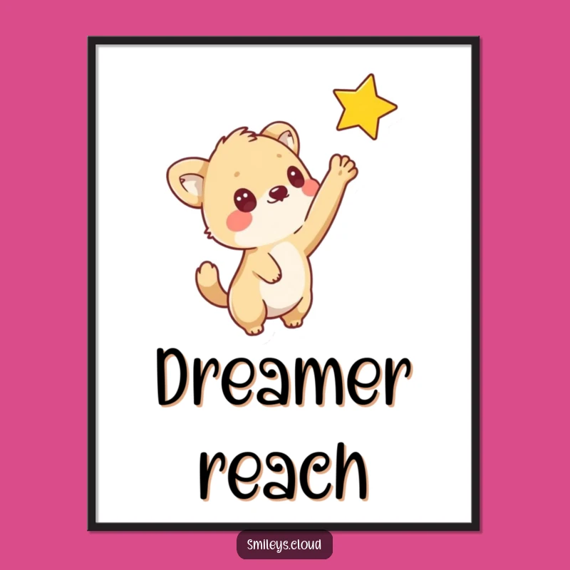 Funny Curious Animal Star Poster: Whimsical Cartoon Art for Dreamy Walls