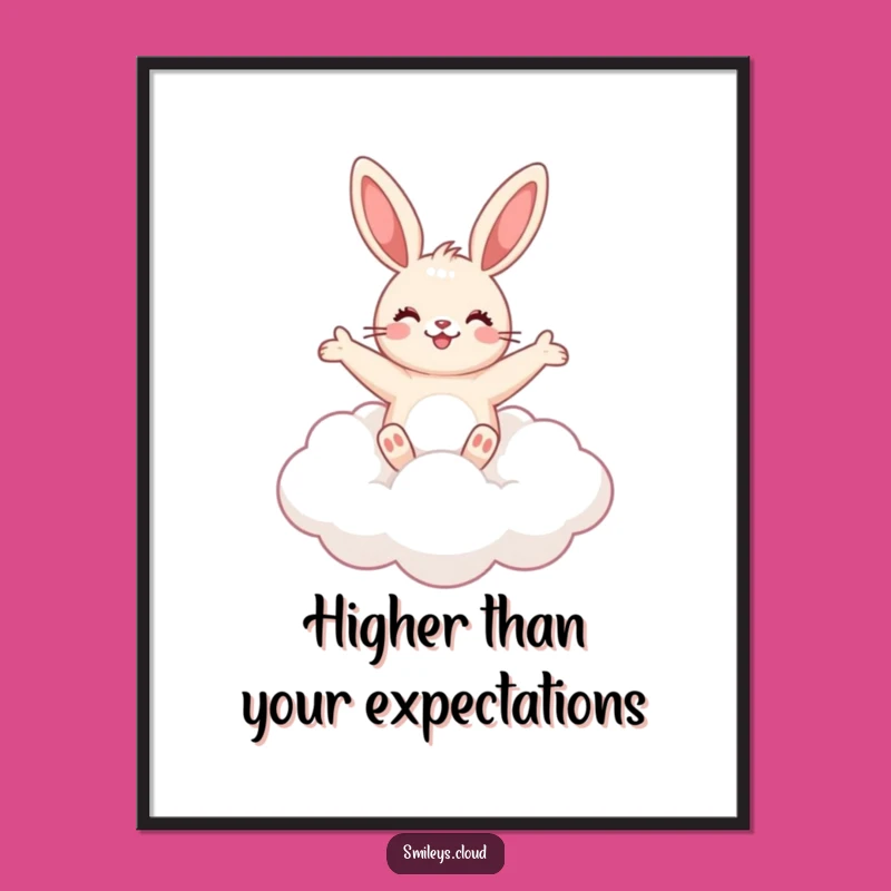 Funny Bunny Cloud Poster: Adorable Wall Art for Happy Vibes