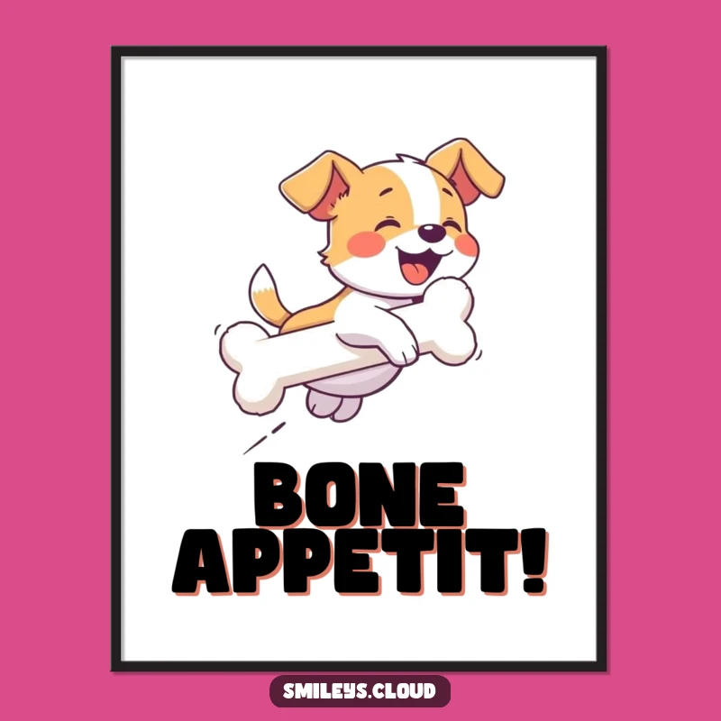 Funny Dog Bone Cloud Poster: Whimsical Art, Perfect Gift for Dog Enthusiasts