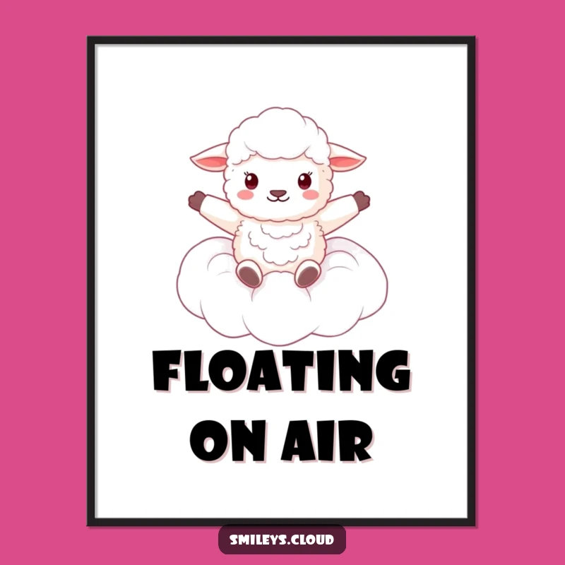 Funny Fluffy Sheep Cloud Poster - Dreamy Whimsical Wall Art Gift