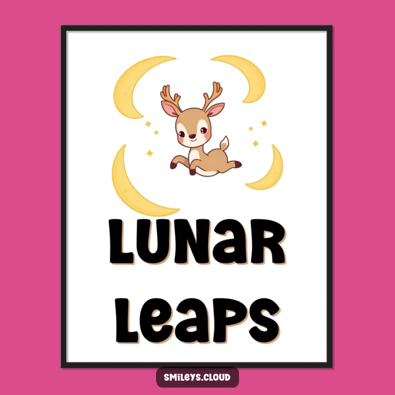 Adorn your walls with a touch of nighttime magic. This poster features a deer in a celestial leap.