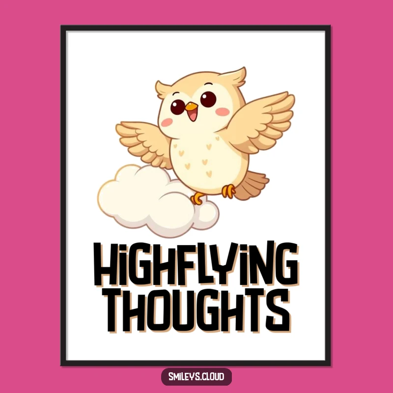 Funny Joyous Owl Soaring Poster: Artistic & Hilarious Wall Art Gift