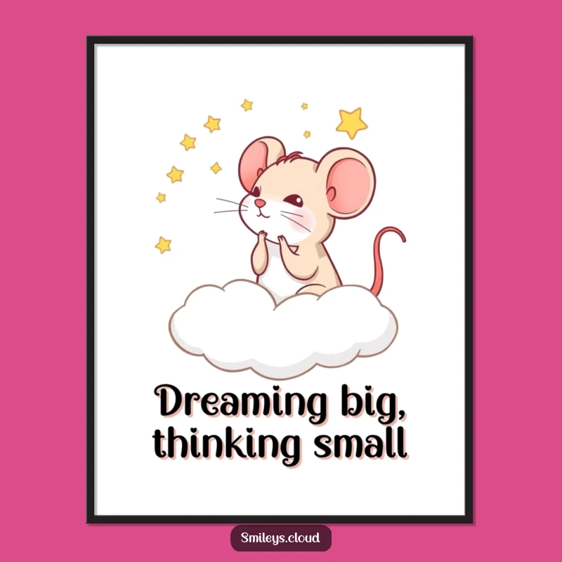 Funny Mouse Cloud Poster: Celestial Art Funny Gift for Inspiring Spaces