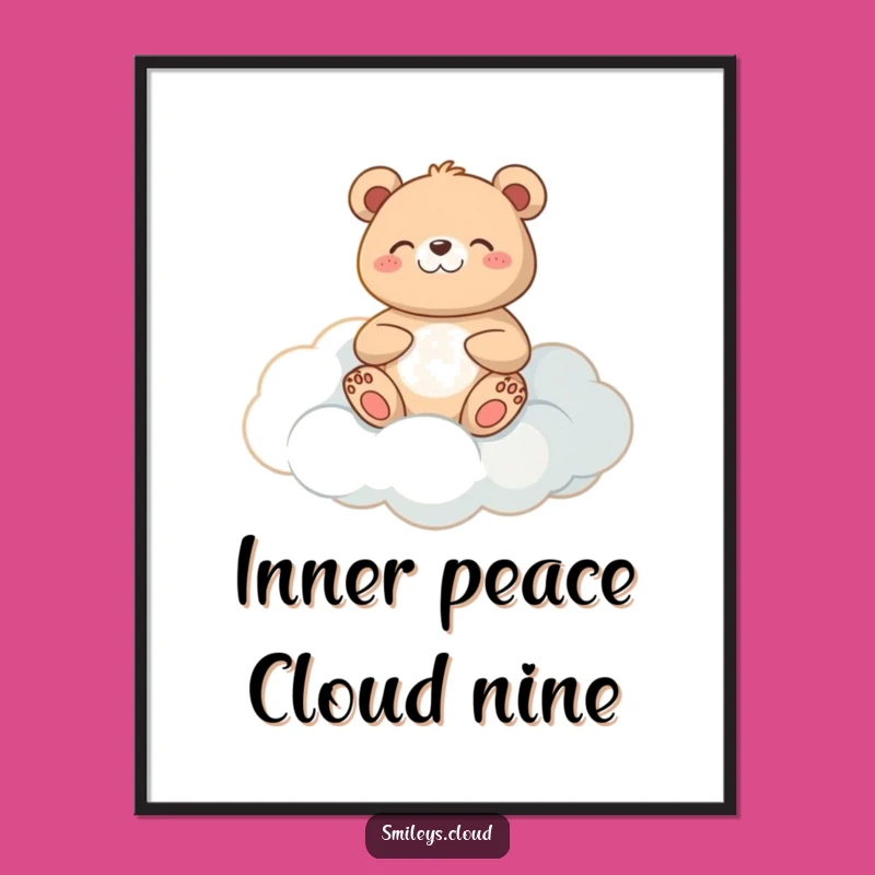Funny Meditating Bear Poster: Wall Art for Tranquility