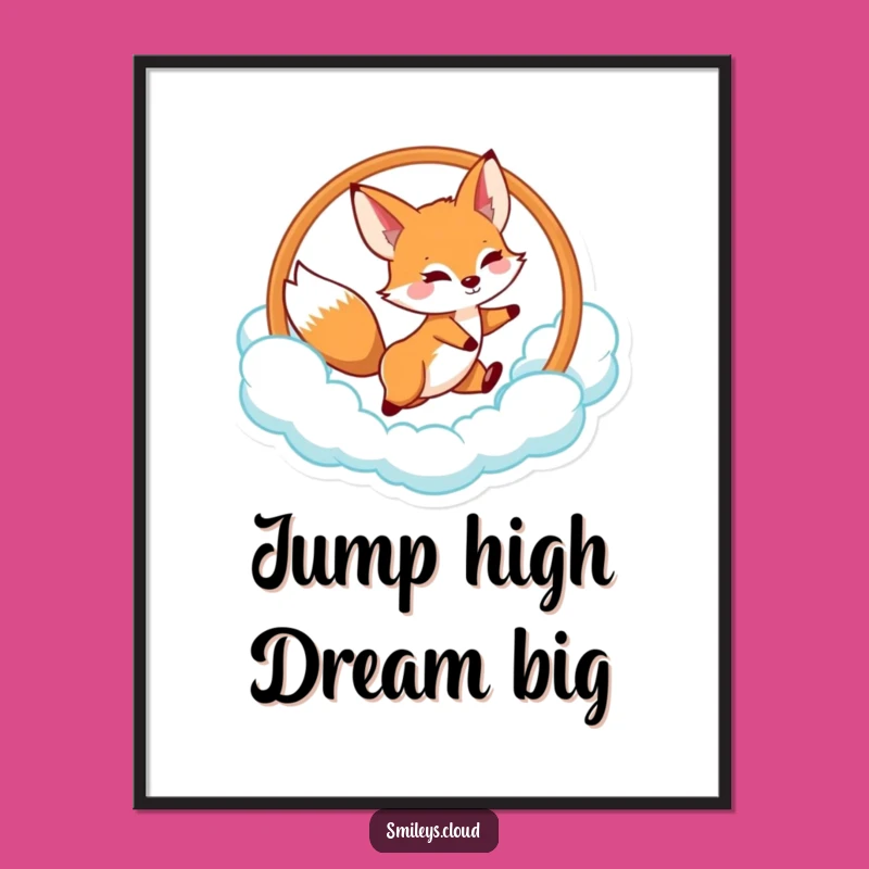 Funny Fox Cloud Hoop Poster: Playful Wall Art