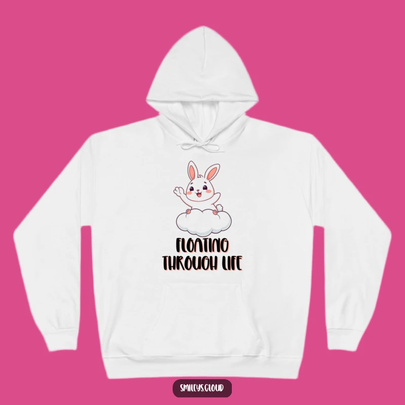Funny Bunny Hoodie: Cozy Cloud Floater - Happy Waving Humor Gift!