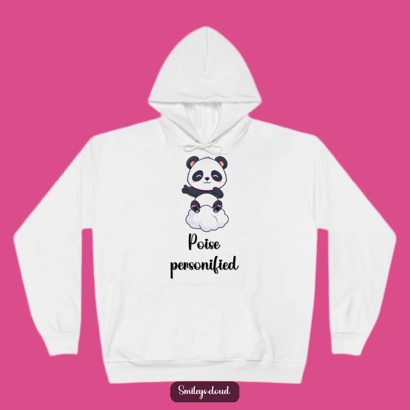 Funny Panda Hoodie: Determined Balancing Panda on Cloud, Cozy Funny Gift