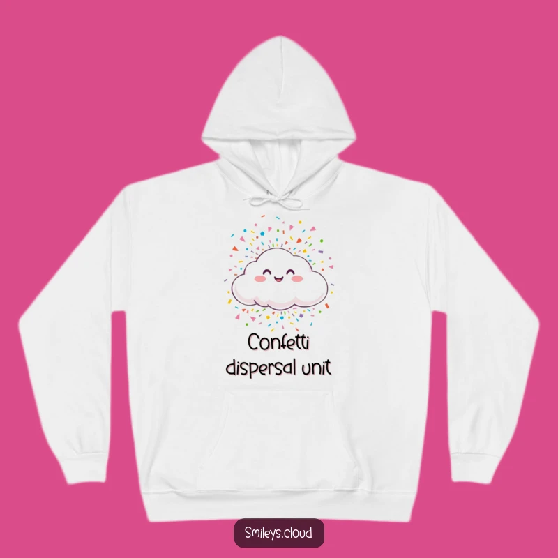Funny Smiling Cloud Confetti Hoodie - Cozy Celebration Funny Gift Apparel