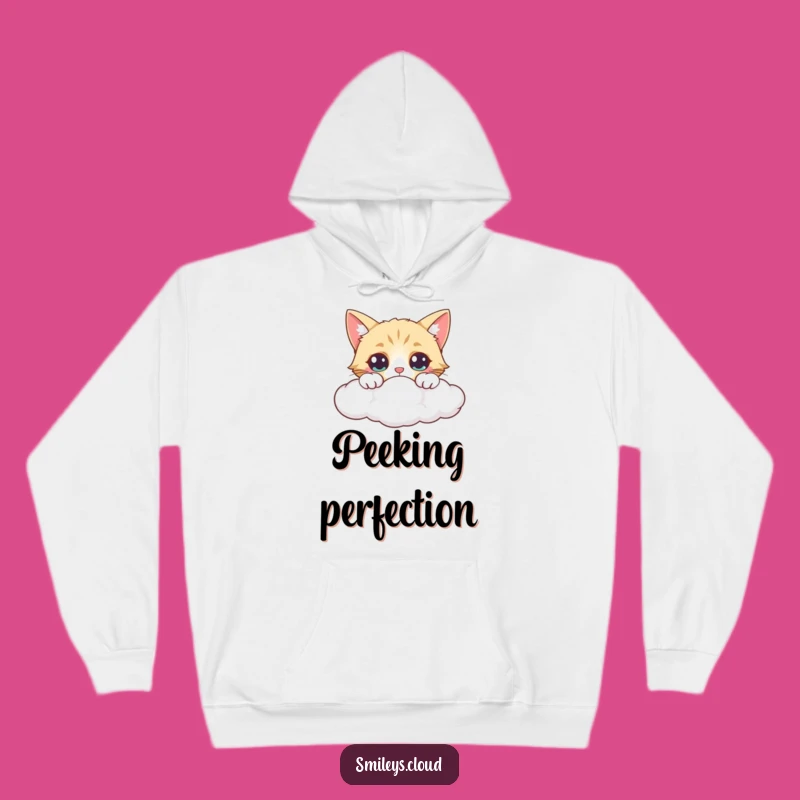 Funny Curious Cat Cloud Hoodie - Cozy Wide-Eyed Sweatshirt