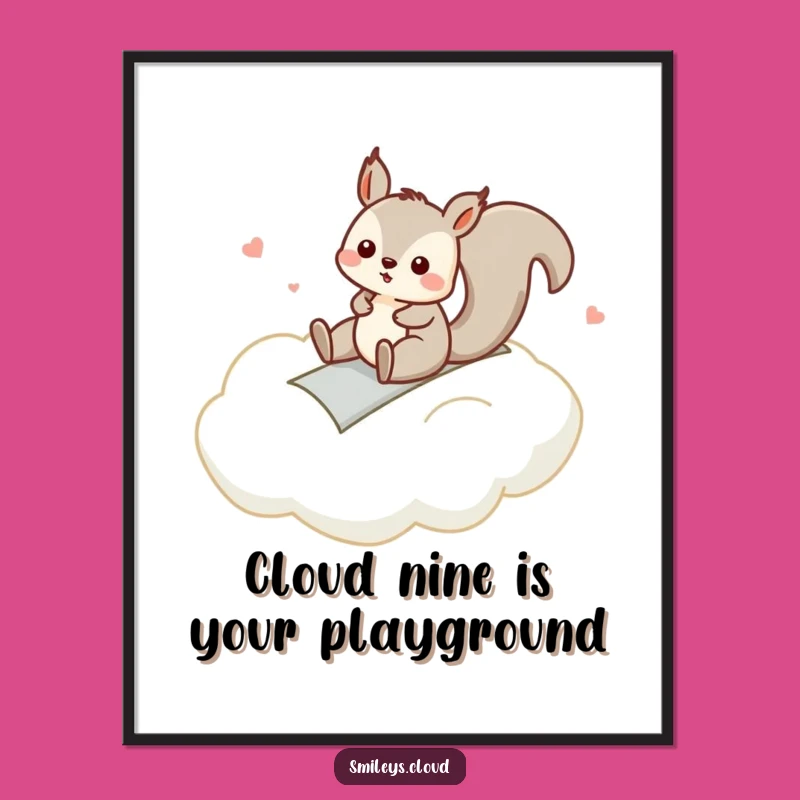 Free Printable Wall Art: Silly Squirrel Cloud Slide, Downloadable Decor