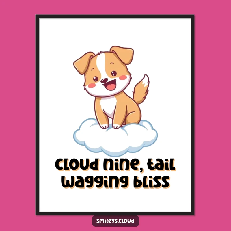 Free Printable Wall Art: Cheerful Dog Cloud Happiness, Funny Downloadable Decor