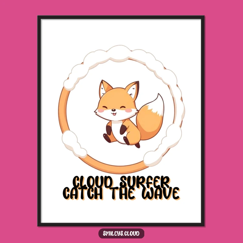 Free Printable Fox Cloud Hoop Art - Whimsical Downloadable Decor