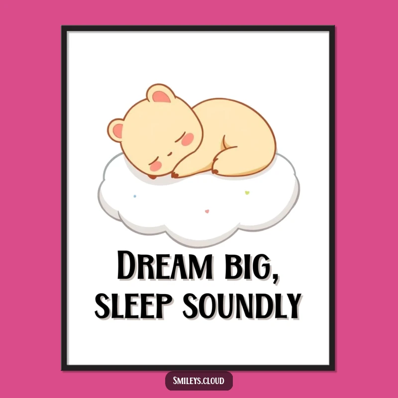 Peaceful Free Printable Wall Art: Sleeping Animal Cloud Cozy Downloadable Decor