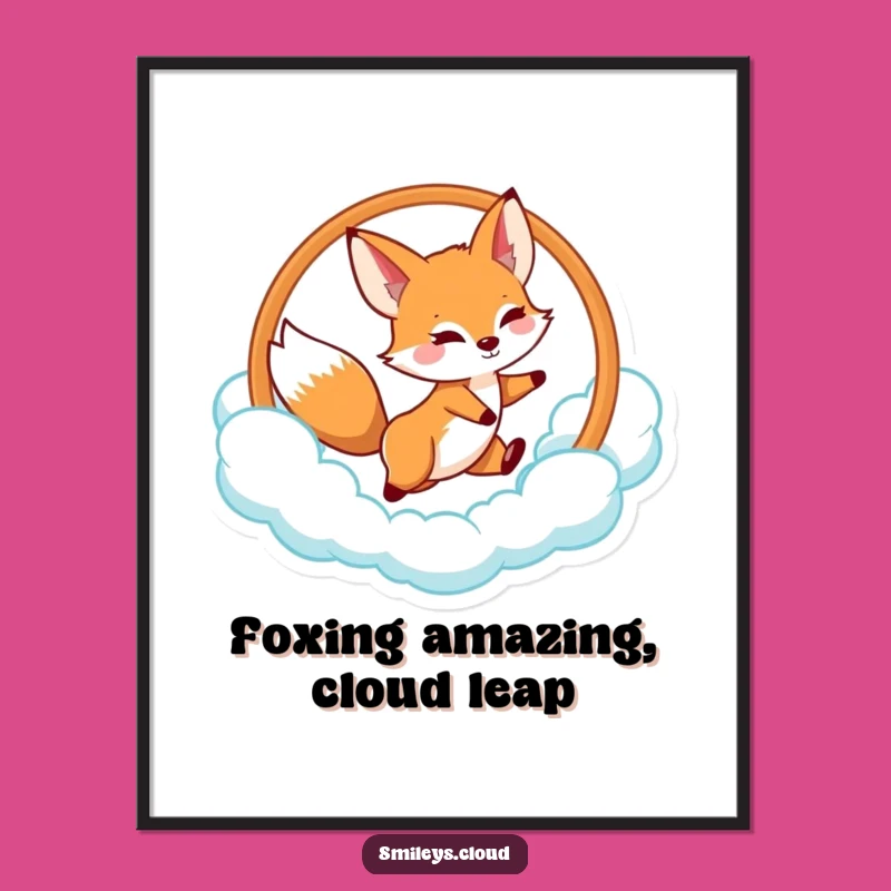 Free Printable Fox Wall Art: Cloud Hoop Jump Downloadable Decor