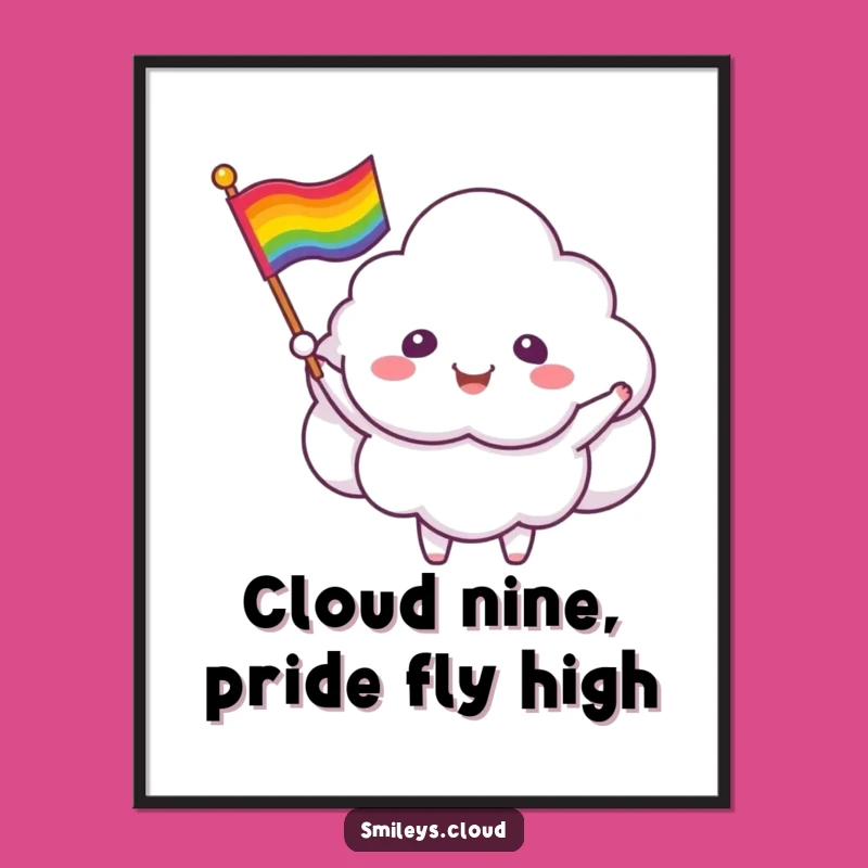 Free Printable Cloud Wall Art: Rainbow Flag Critter Downloadable Decor