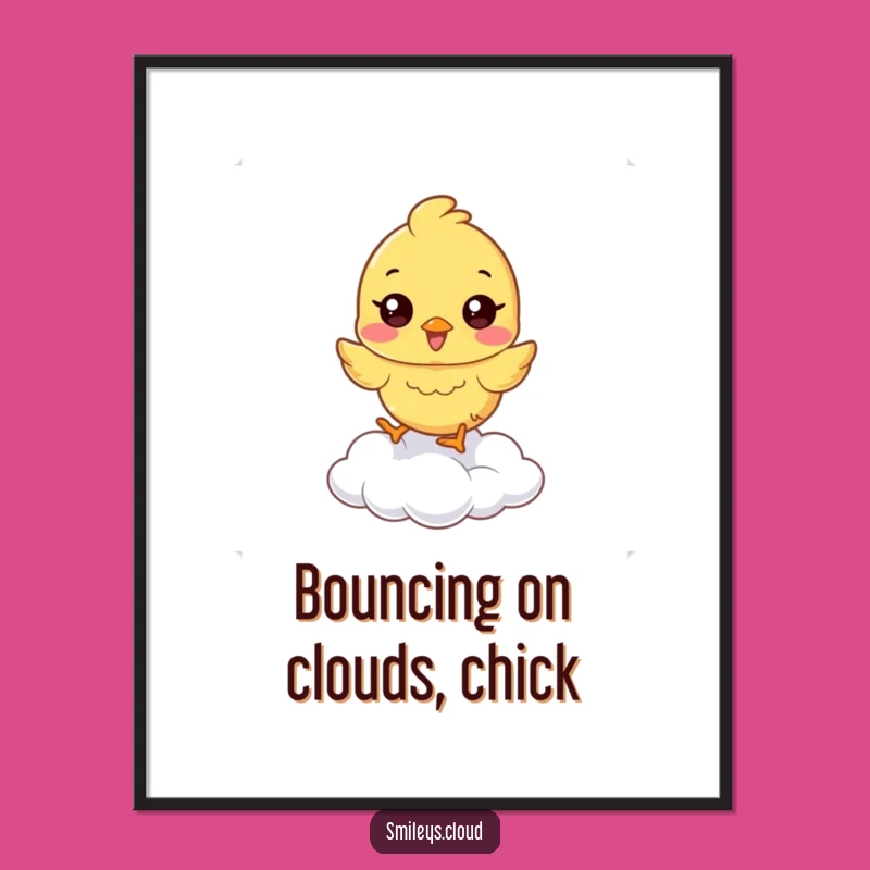 Free Printable Wall Art: Bouncing Chick, Funny Downloadable Art for Cheer