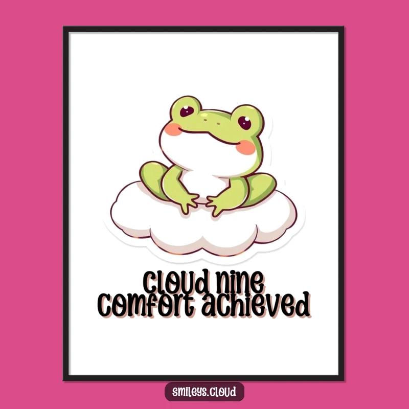 Free Printable Wall Art: Contented Frog Cloud Vibes Funny Downloadable Decor!