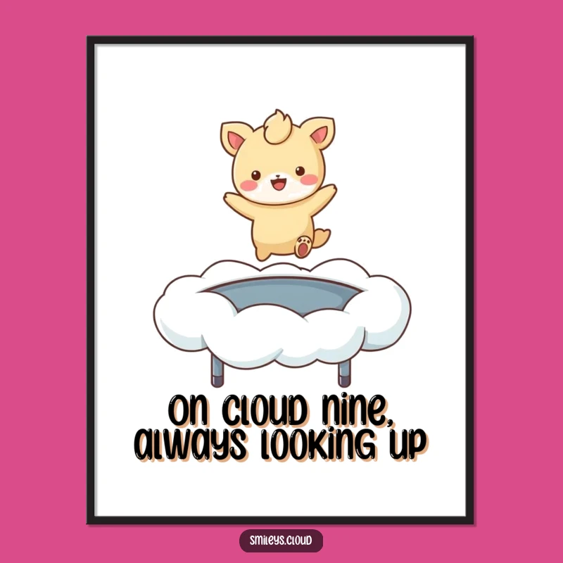 Free Printable Wall Art: Funny Animal Cloud Trampoline - Whimsical Downloadable Decor!