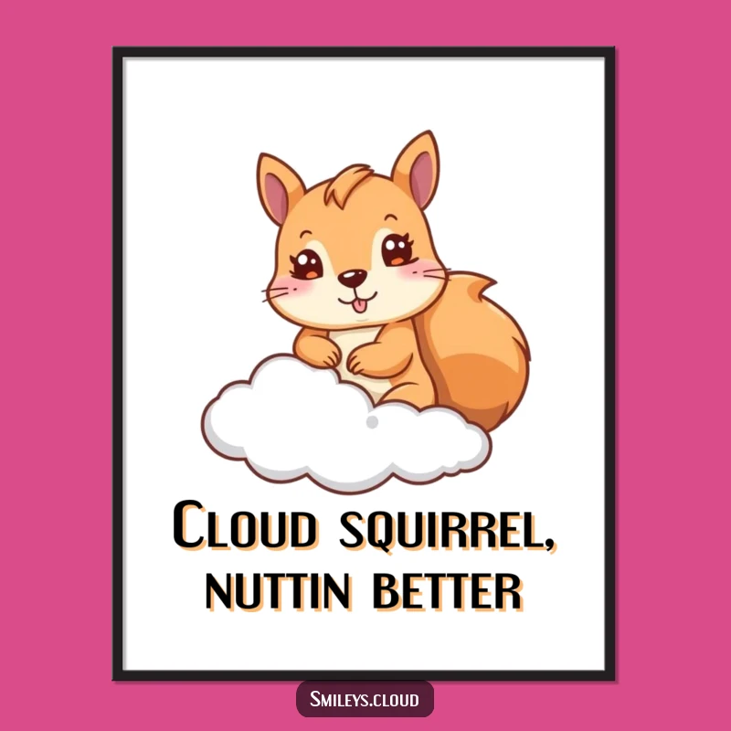 Funny Free Printable Wall Art: Peek-a-Boo Squirrel on a Cloud, Whimsical Downloadable Art!