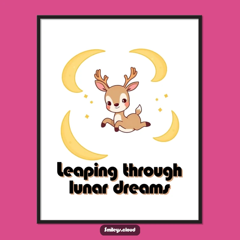 Funny Free Printable Wall Art: Joyful Deer Moon Leap Decor
