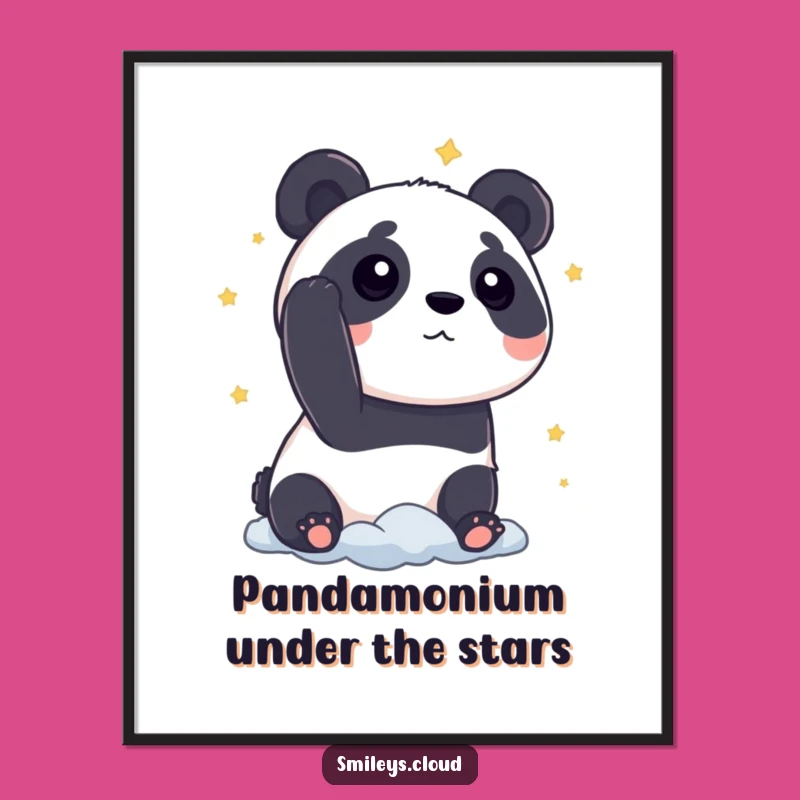 Free Printable Wall Art: Panda Gazing at Stars, Funny Downloadable Art