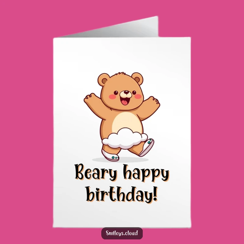 Free Printable Birthday Card: Bear Cloud Shoes, Walking on Air Gift