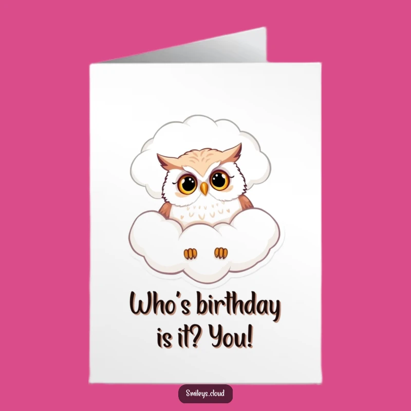 Free Printable Birthday Card: Curious Owl Cloud Peek Funny Greeting