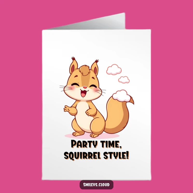 Free Printable Squirrel Birthday Card: Giggling Juggler Cartoon Downloadable Gift