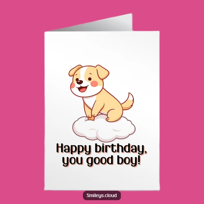 Free Printable Dog Cloud Birthday Card: Funny Downloadable Gift Greeting Card