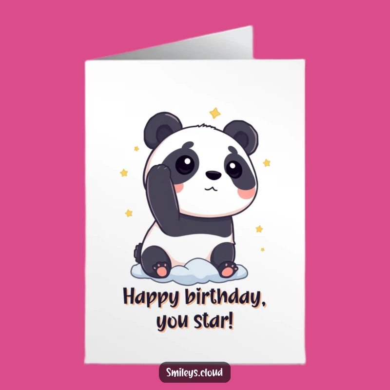 Free Printable Birthday Card: Panda & Stars, Funny Downloadable Gift for Dreamers