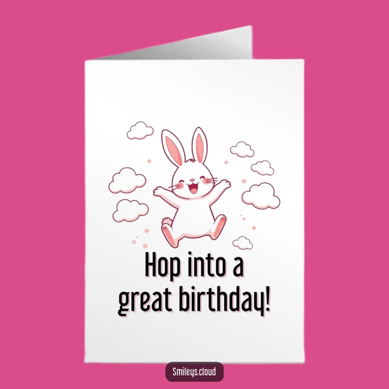 Free Printable Rabbit Birthday Card: Joyful Leaps Funny Downloadable Gift