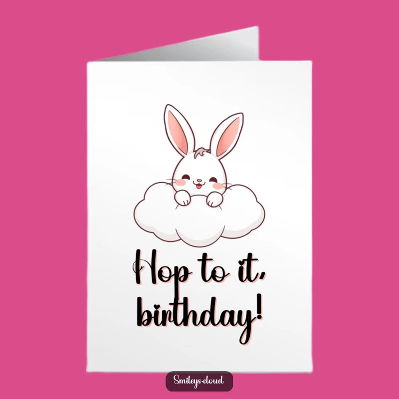 Free Printable Funny Rabbit Birthday Card: Cloud Peeker Downloadable Gift