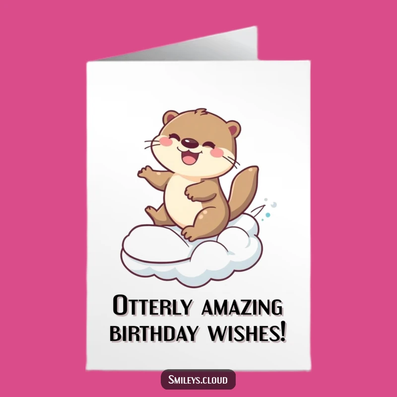 Free Printable Otter Cloud Birthday Card: Funny Downloadable Gift Greeting Card