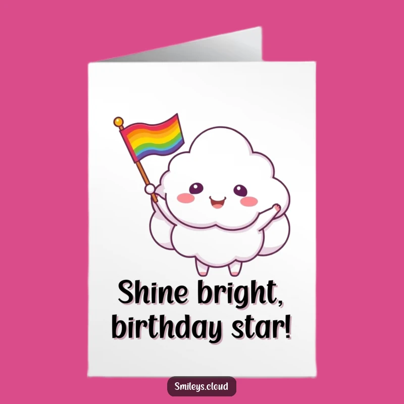 Free Printable Cloud Card: Rainbow Waving Critter Birthday Downloadable Gift