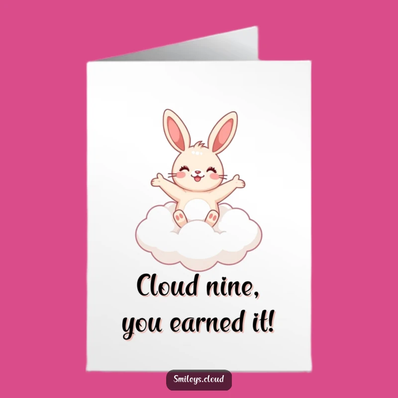 Free Printable Bunny Cloud Congratulations Card: Funny Downloadable Gift Greeting