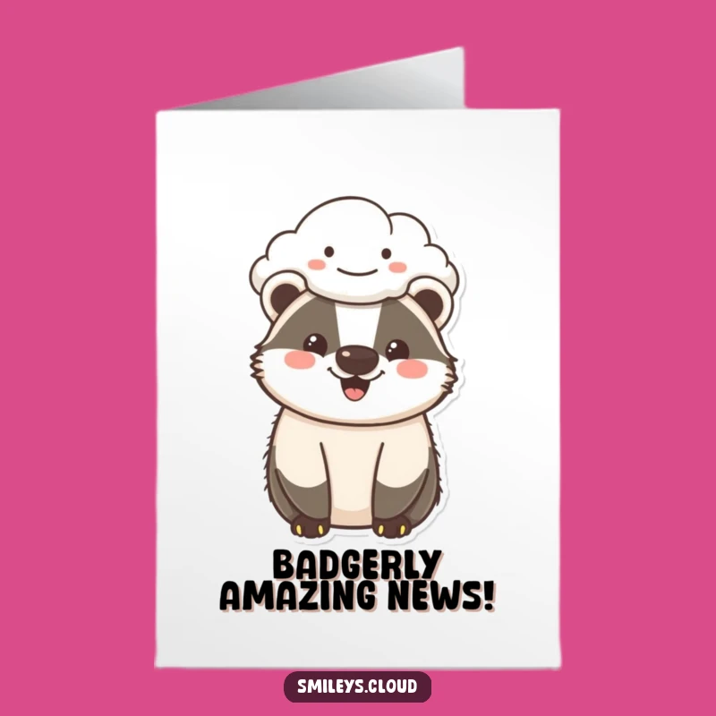 Free Printable Cheerful Badger Congratulations Card - Funny Downloadable Badger Gift for Good News