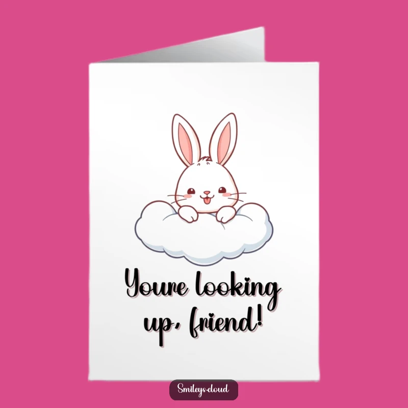Free Printable Congrats Card: Happy Rabbit Cloud Surprise, Downloadable Gift