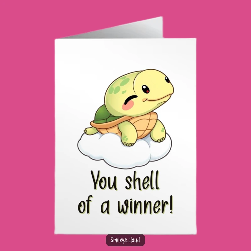 Free Printable Turtle Congrats Card: Winking Floater Cartoon Downloadable Gift